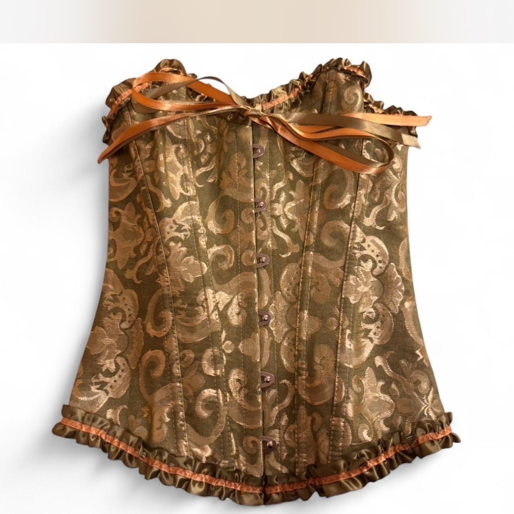 Chic Brocade Crop Top with Ribbon Detail